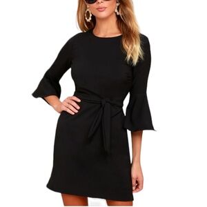 Lulu's Elegant Black Bell Sleeve Dress